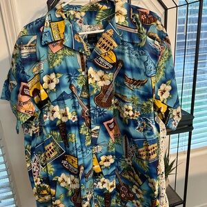 Vibrant Blue Tropical Print Men's Shirt